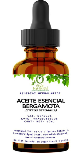 Aceite Esencial De Bergamota 60ml Vivonatural