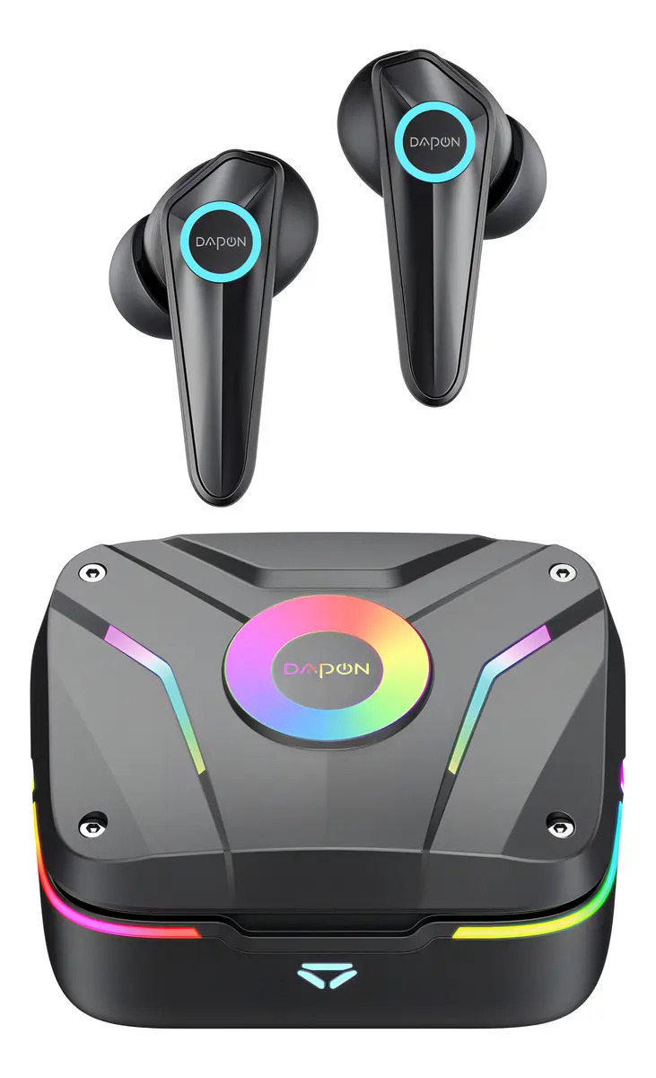 Fone De Ouvido Gamer In-ear Dapon R11 Tws Bluetooth 5.1 Rgb Cor Preto