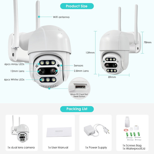 Camera Wifi Com Rastreamento Fhd Icsee 8xzoom Externa Onvif
