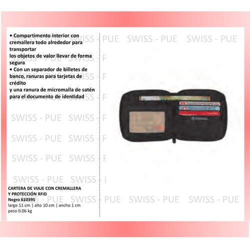 Imagen 2 de 4 de Cartera C/ Cremallera Y Proteccion Rfid, Victorinox (610395)