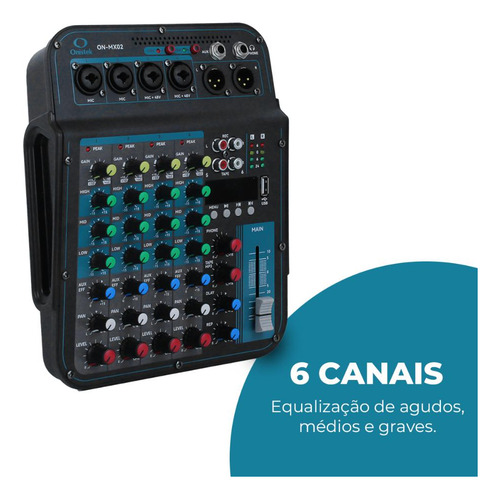 Mesa De Som Profissional 6 Canais Estúdio Usb Phantom 48v