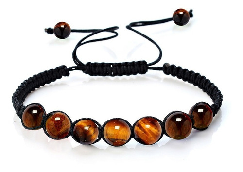 Pulsera Ojo De Tigre Piedra Natural100% Hilo Negro Ajustable