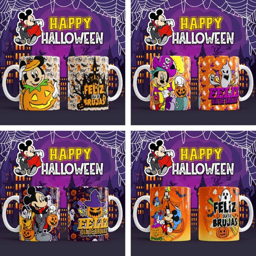 Imagen 3 de 3 de Plantillas Sublimar Tazas Halloween Mickey Dia De Muertos #4