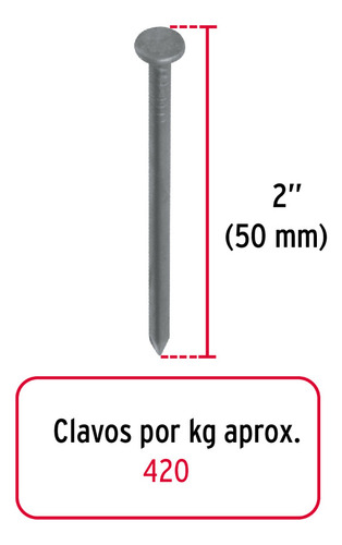 Clavo Estándar 2in Con Cabeza Caja Con 25kg Fiero