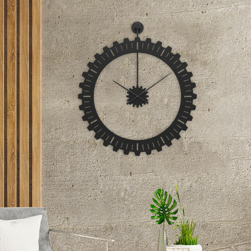 Reloj De Pared Con Engranaje Mecánico, Negro 50cmx59cm