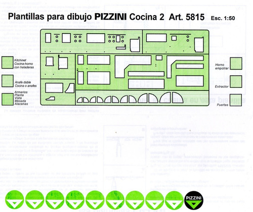 Imagen 4 de 4 de Plantilla Pizzini Cocinas 2 - Art. 5815 - Escala 1:50
