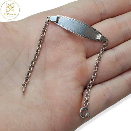 Imagen 4 de 7 de Pulsera Plata Bebe Con Chapita X 14cm