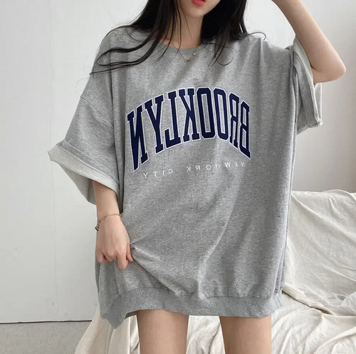 Camiseta Holgada De Algodón De Manga Corta De Estilo Coreano