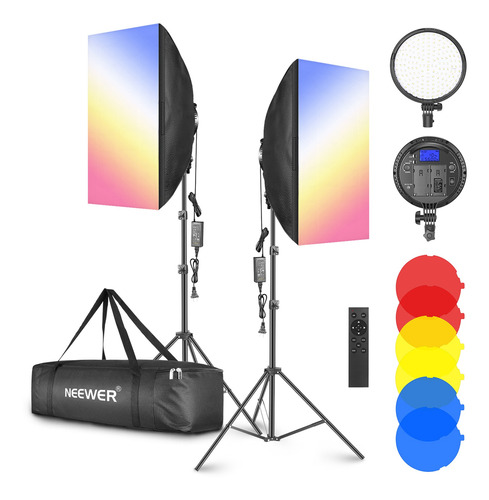 Neewer Kit De Iluminación Led Softbox 2,4g Con Filtro Color