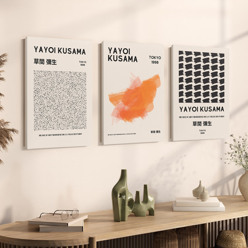 Set X3 Cuadros Decorativos 30x45 - Yayoi Kusama 02 - Canvas