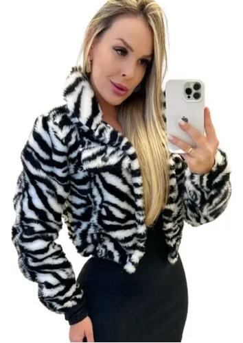 Saco Corto Cebra Peluche Animal Print Teddy Ted Tendencia 