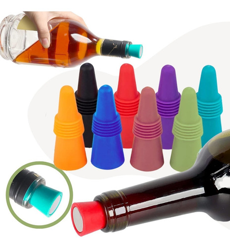 Tapones Cubre Botellas Vino Silicona Refresco Reutilizable F