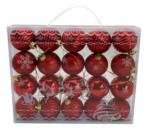 Bolas Navideñas X20 Surtidas Chirimbolos, 4cm, En Caja