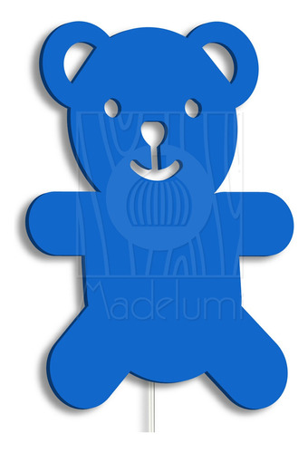 Luminária Abajur Parede Urso B Madeira G9 30cm Decoração Cor Azul-escuro