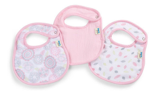 Set De Tres Baberos De Muselina Y Tela Toalla Bornfree Color Rosa Bibs