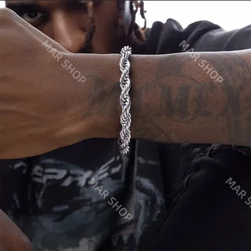 ' 2 Pulsera Torsal Hombre Esclava Plata Acero Inoxidable 6
