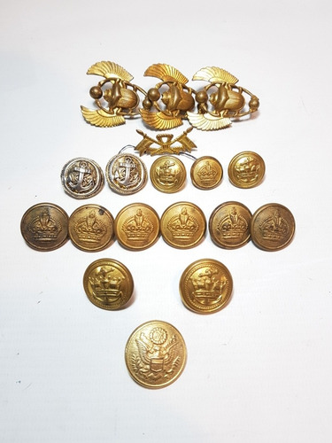 Imagen 5 de 10 de Botones Militares Hermoso Lote 18 Piezas Con Caja Ro 1912