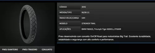 Par Pneu 150/70-17 + 90/90-21 Bmw F800 Technic Stroker Trail