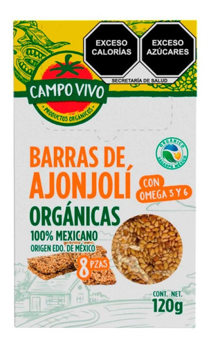 Barras Ajonjolí Campo Vivo Orgánicas 120g