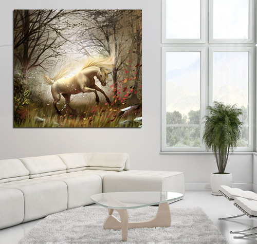 Vinilo Decorativo 30x30cm Unicornio Bosque Magico Forest