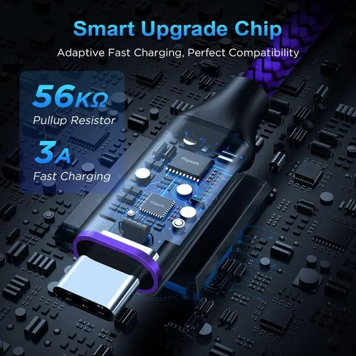 Cable Usb C Morado Etguuds De Carga Rapida De 3.3 Pies, P...