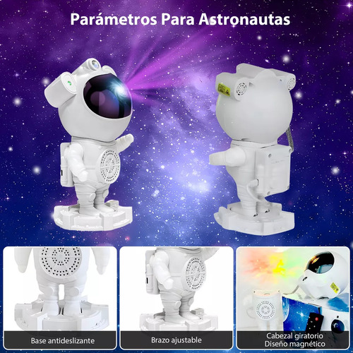 Astronauta Proyector Led/ga-laxia Lampara Blue-tooth Blanco