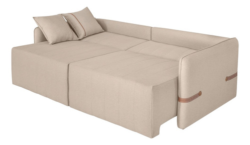 Sofá Cama Retrátil 160cm Essence D05 Linho Bege/camel Cor Creme