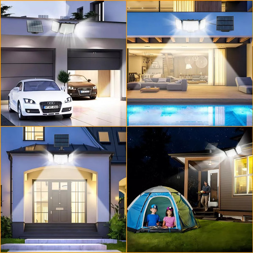 Leyi®280 Led Lampara Solar Exterior 3 Cabezales Pared Sensor 3modos Ip65 , Iluminación 270°