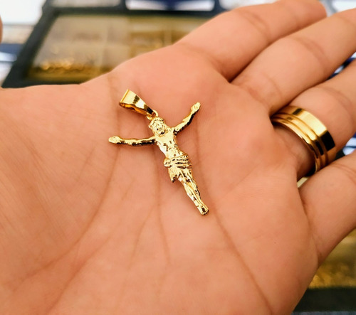 Cordão 3x1 + Cruz Jesus Cristo Tungstênio + Cor Dourado