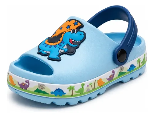Sandália Papete Infantil Menino Escolar Leve Anatômica Pin Azul-celeste
