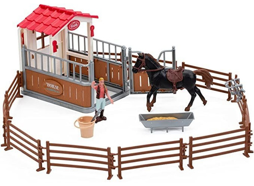 Juego Estable De Caballos Con Figuras De Juguete De Cerca, .