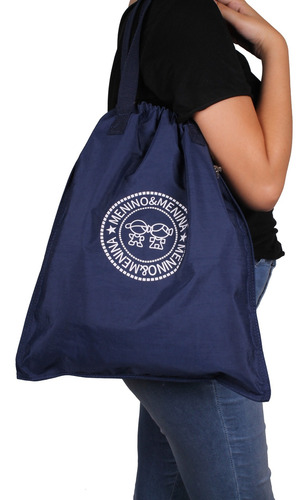 Mochila Saco - Sacola Mochila - Em Nylon Azul - Ht6065