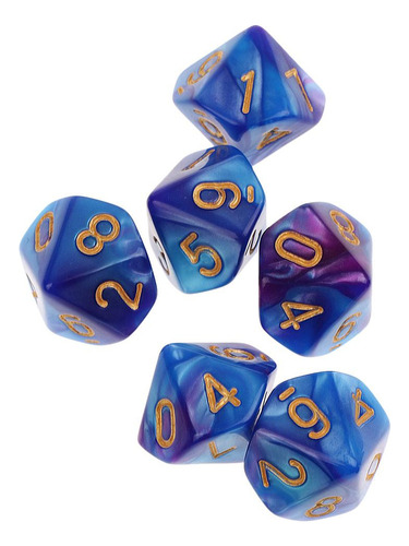 Conjunto De 10pcs 10 D10 Poliédrico 16mm Azul Púrpura