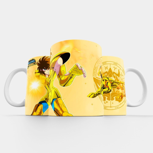 Taza Caballeros Del Zodiaco Aioria De Leo Dorado Anime