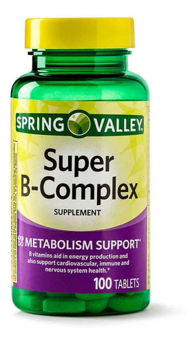 Vitamina Super B-complex 100 Tabletes Spring Valley Imp Eua