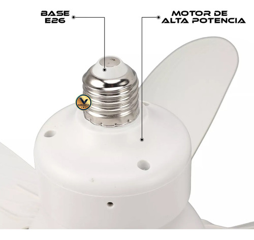 Foco Lampara Ventilador Con Control Remoto 6 Aspas 47cm 30w