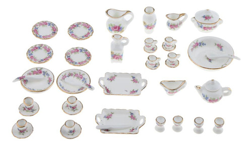 De Té De Para Comedor De 40 Piezas, Taza 1/12, Miniatura De