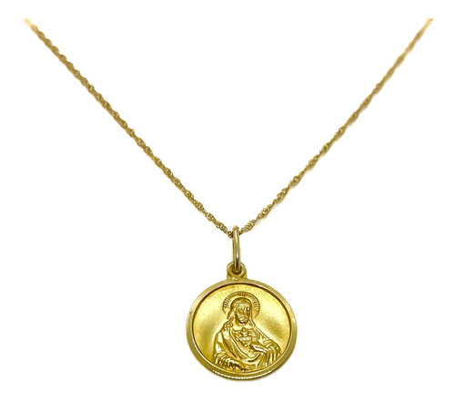 Cadena Y Medalla Corazón De Jesús Oro 18k 41 Cm 