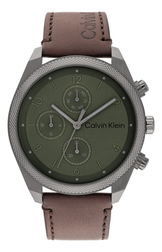Reloj Calvin Klein de cuero marrón para hombre 25200363