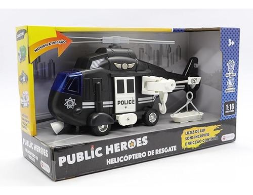 Helicoptero De Resgate Polícia Sons E Luzes - Shiny Toys