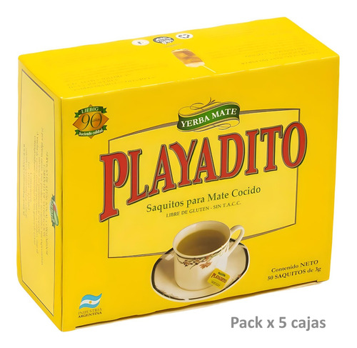 Pack Mate Cocido Playadito 50 Saquitos X 5 Cajas - Dh Tienda