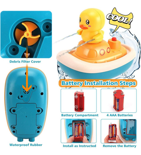 Imagen 8 de 9 de Cabezal De Ducha Con Bomba De Pato Eléctrico Para Niños