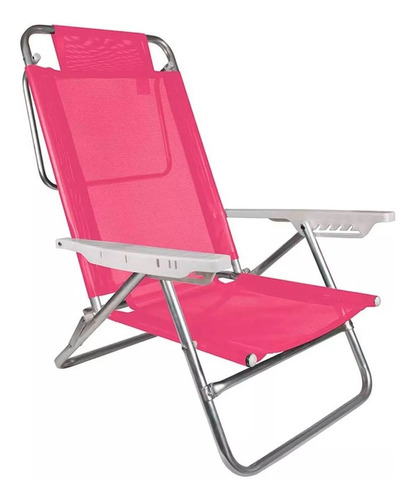 Silla Reposera 5 Pos. Mor Summer Aluminio Playa Camping Rosa