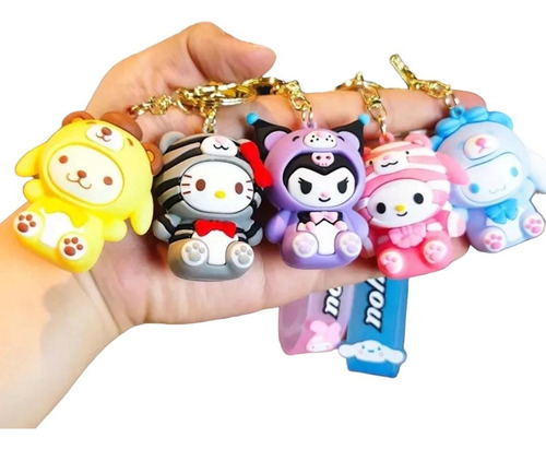 Llaveros Goma Disfraz Kuromi Kitty Cinnamoroll Melody Purin 