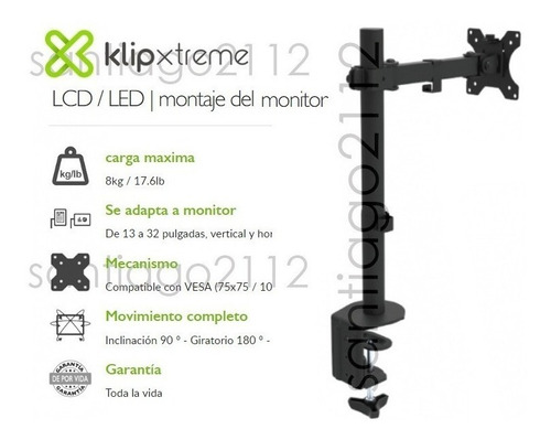Soporte Para Escritorio Un Monitor 13 A 32 Gira Rota Inclina