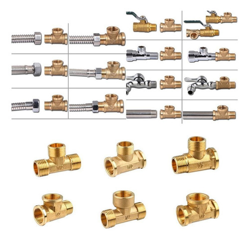 Adaptador De Montaje En T De Latón De 1/2 Conector De 3