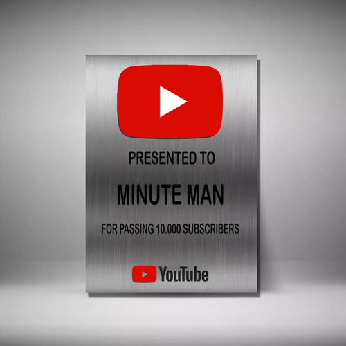 Cuadro, Placa Acrilico Youtube Premio, Canal,mod Boton Plata