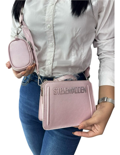 Steve Madden Original Bevelyn Bandolera Adultos Rosa Lisa Níquel Rosa