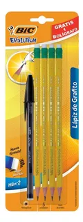 6 Pzas Lápiz De Grafito #2 Bic Evolution Amarillo Bl/4