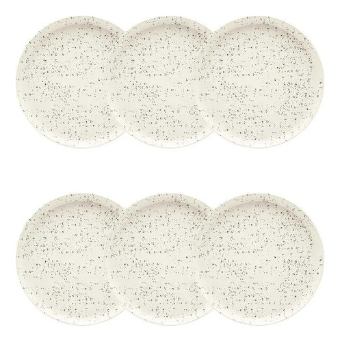 Conjunto De 6 Pratos De Sobremesa 20cm Flat Chuvisco Oxford